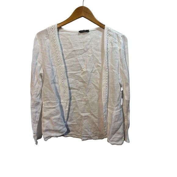 Lungo L'Arno Linen Open Cardigan Women's‎ Med Made In Italy Boho Cottage Travel - Picture 1 of 7